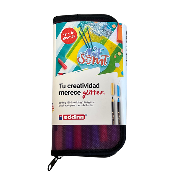 Estuche 15 + 6 gratis edding 1200 y 1340 glitter