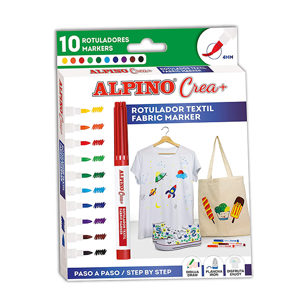Rotulador Alpino Crea textil. Caja 10 u.
