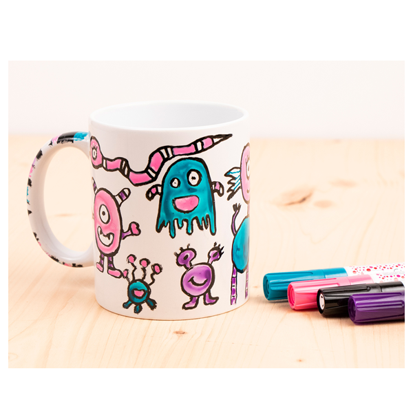 Taza cerámica blanca decoración 325 ml