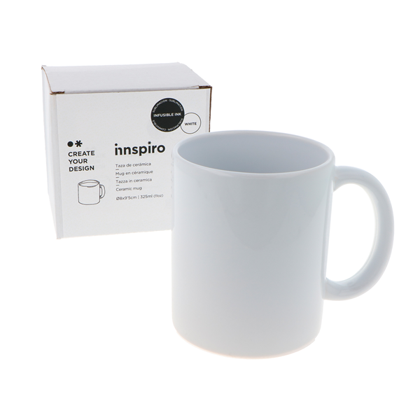 Taza cerámica blanca decoración 325 ml