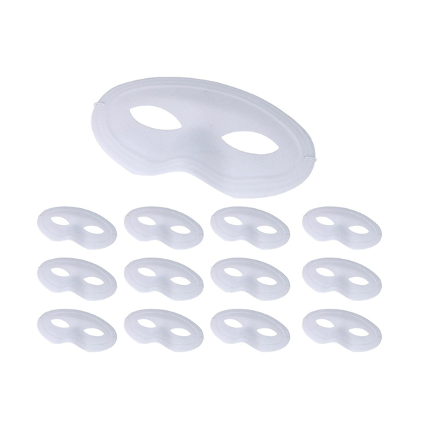 Antifaces de PVC flocado blanco. Set de 12 u.