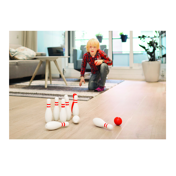 Bolos rojos y blancos 18 cm 10 u.