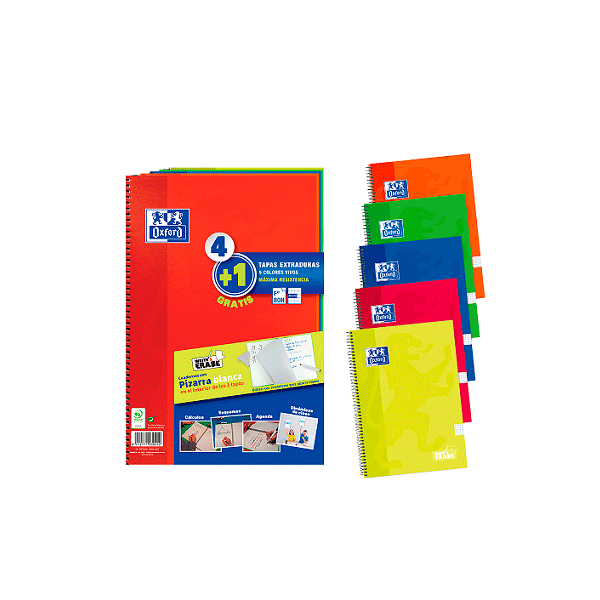 Cuaderno Oxford tapa extrad. Vivos. Pack 4+1