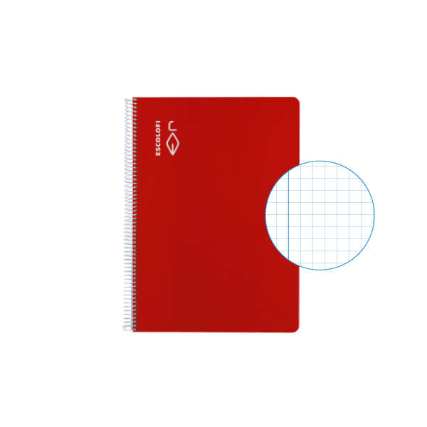 Cuaderno Escolofi 50 h. 4º cuadr. 4 margen Rojo