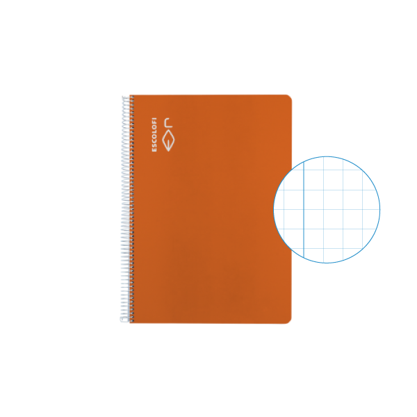 Cuaderno Escolofi 50 h. 4º cuadr. 8 margen Naranja
