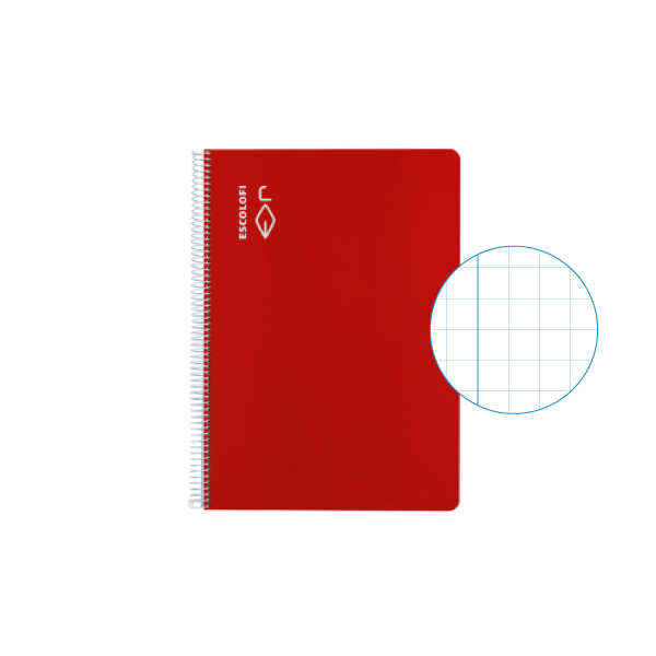 Cuaderno Escolofi 50 h. 4º cuadr. 8 margen Rojo