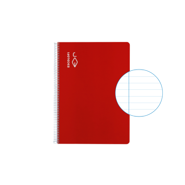 Cuaderno Escolofi 50 h. 4º horizontal margen Rojo