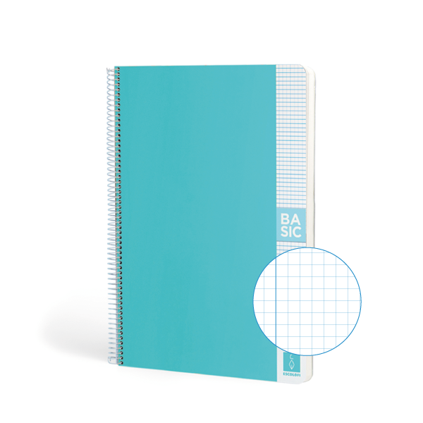 Cuaderno Escolofi Basic A4 80 h. 80 g. 4x4 Azul Turquesa
