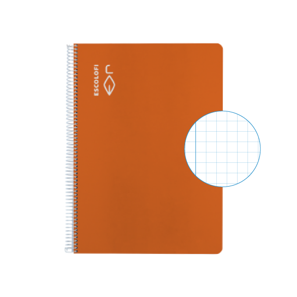 Cuaderno Escolofi fº 50 h. cuadrícula 4x4 margen Naranja