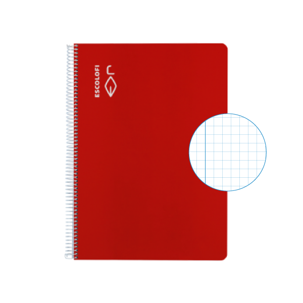 Cuaderno Escolofi fº 50 h. cuadrícula 4x4 margen Rojo