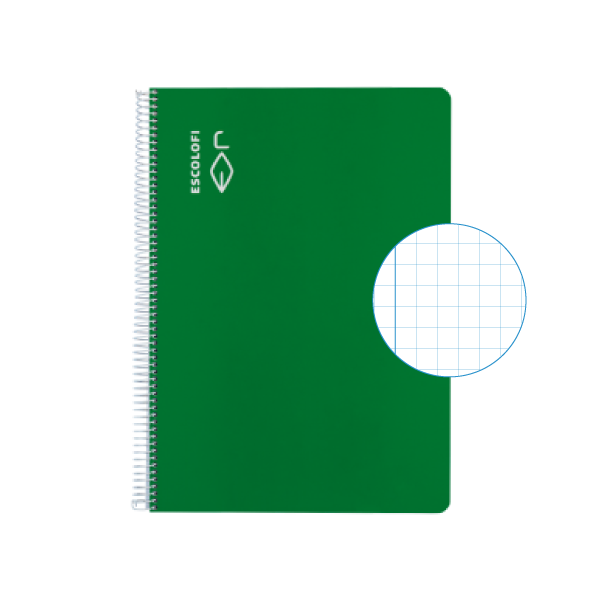 Cuaderno Escolofi fº 50 h. cuadrícula 4x4 margen Verde