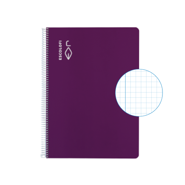 Cuaderno Escolofi fº 50 h. cuadrícula 4x4 margen Violeta