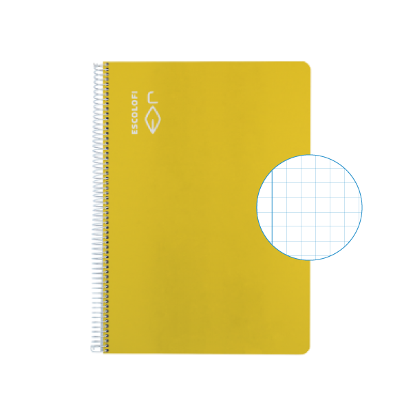 Cuaderno Escolofi fº 50 h. cuadrícula 5x5 margen Amarillo