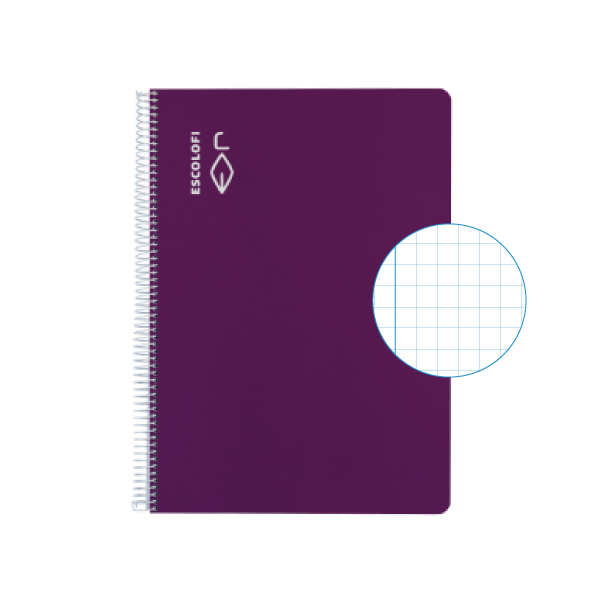 Cuaderno Escolofi fº 50 h. cuadrícula 5x5 margen Violeta