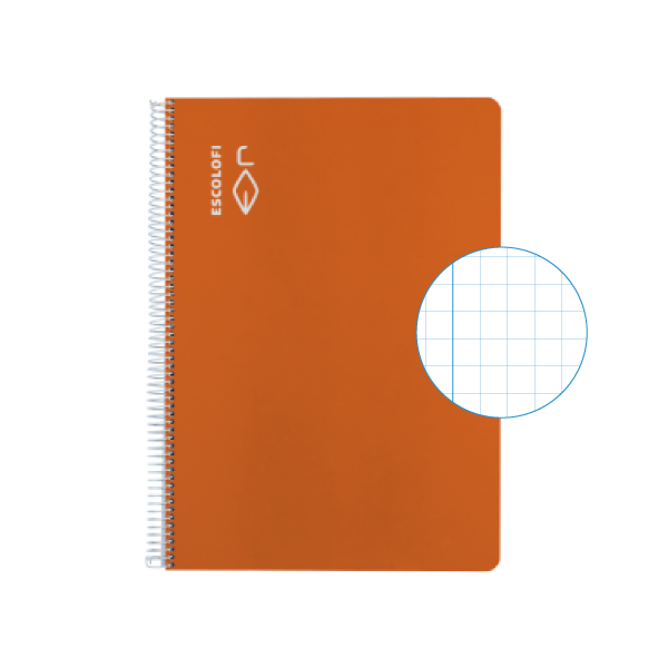 Cuaderno Escolofi fº 50 h. cuadrícula 6x6 margen Naranja