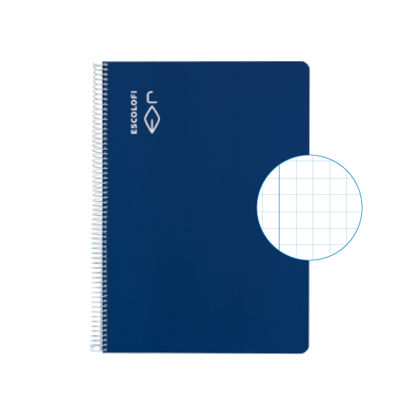 Cuaderno Escolofi fº 50 h. cuadrícula 6x6 margen Azul
