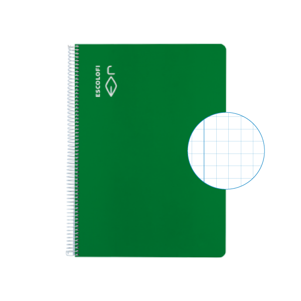 Cuaderno Escolofi fº 50 h. cuadrícula 6x6 margen Verde