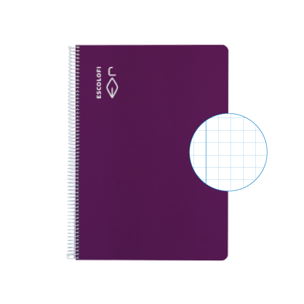 Cuaderno Escolofi fº 50 h. cuadrícula 6x6 margen Violeta