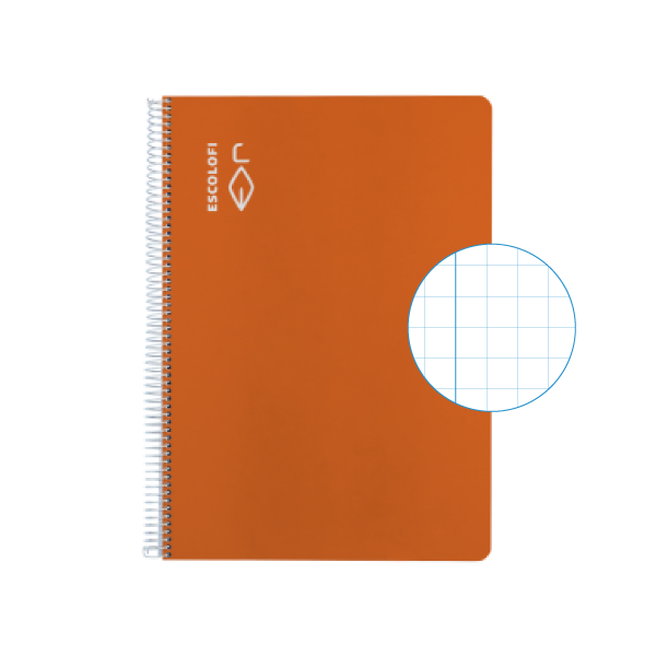 Cuaderno Escolofi fº 50 h. cuadrícula 8x8 margen Naranja