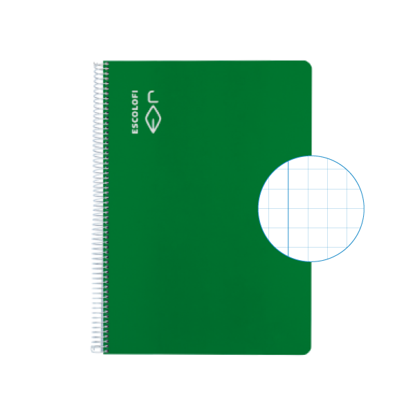 Cuaderno Escolofi fº 50 h. cuadrícula 8x8 margen Verde