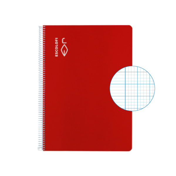 Cuaderno Escolofi fº 50 h. milim. 2x2x16margen Rojo