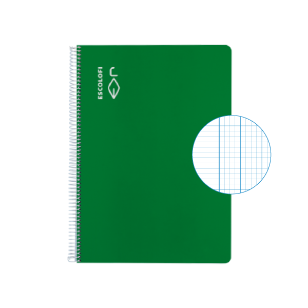 Cuaderno Escolofi fº 50 h. milim. 2x2x16margen Verde