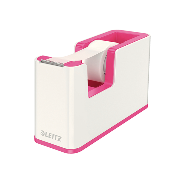 Dispensador cinta adh. Leitz WOW DUAL fucsia metal/blanco