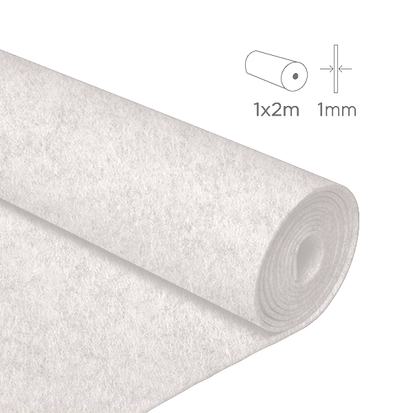 Rollo fieltro 1x2 m. 0,80 mm. Blanco