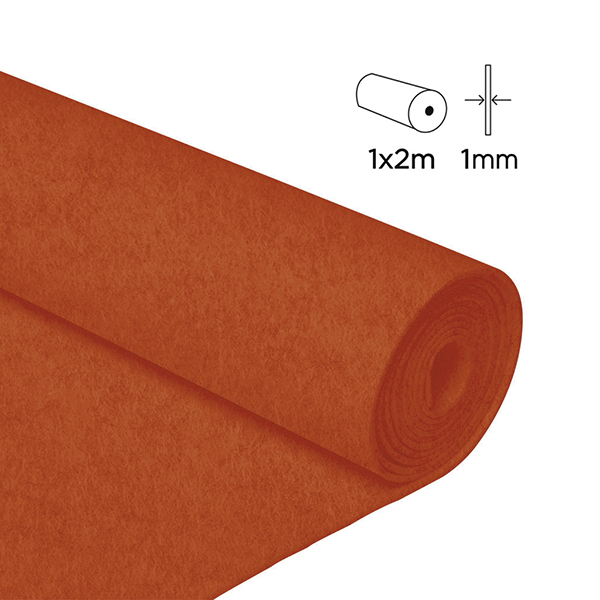 Rollo fieltro 1x2 m. 0,80 mm. Naranja