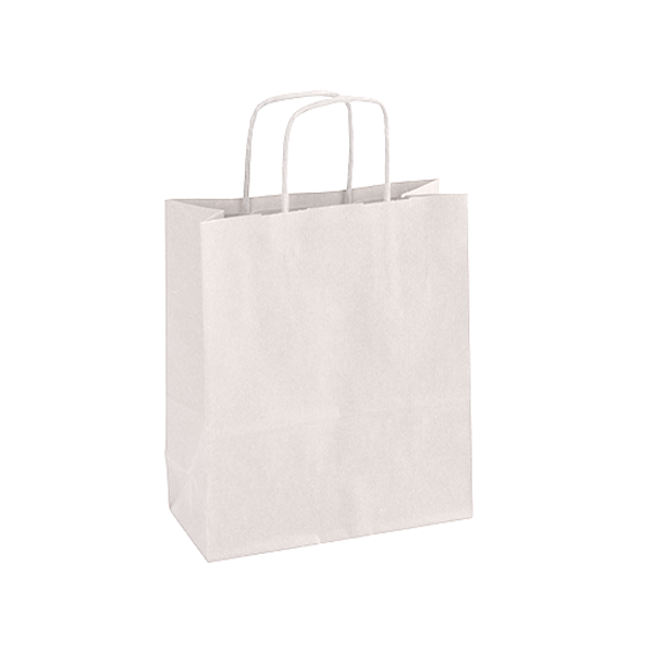 Paq. 50 bolsas papel kraft 25x11x31cm. Blanco