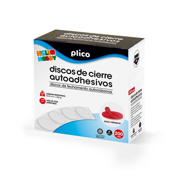 Discos cierre autoadh. color Ø20 cm. Caja 200 u. Rojo