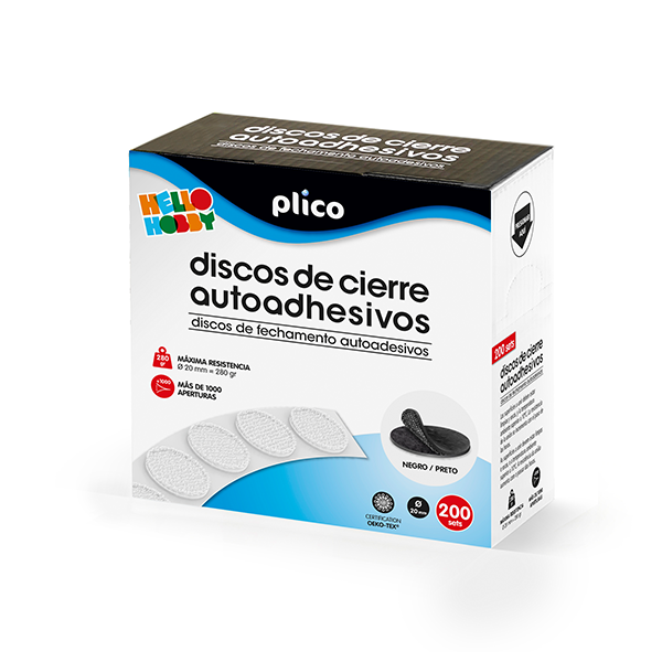 Discos cierre autoadh. color Ø20 cm. Caja 200 u. Negro