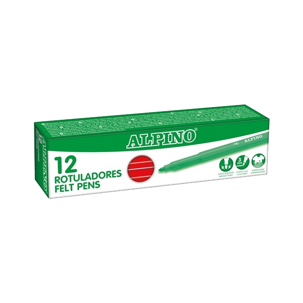 Rotulador Alpino Standard Rojo. Caja 12