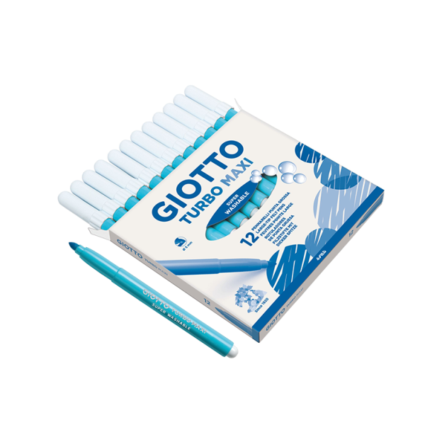 Caja 12 rotuladores Giotto Turbo Maxi Azul claro