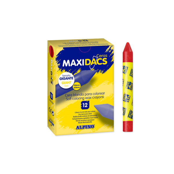 Caja 12 ceras Maxidacs Rojo