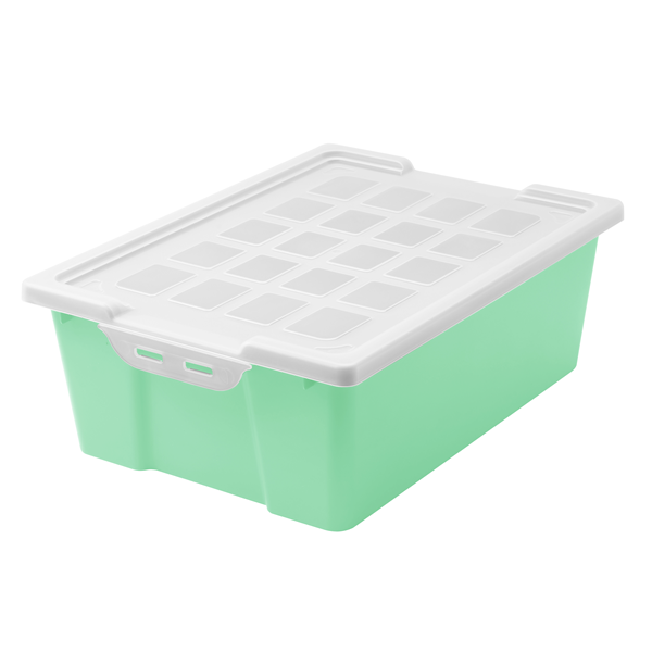 Caja almacenamiento con tapa 42x31x14,8 Verde pastel