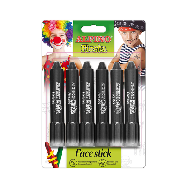 Blister 6 barras maquillaje Face Stick Negro