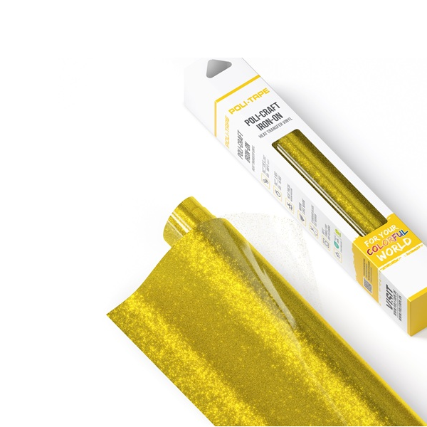 Rollo 61x30,5 cm film transf. Textil Poli-Tape glitter Oro