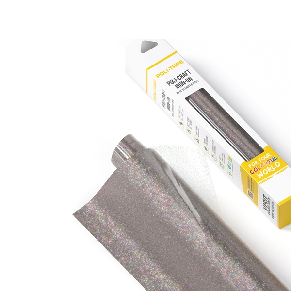 Rollo 61x30,5 cm film transf. Textil Poli-Tape glitter Miulticolor